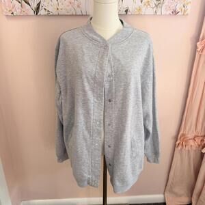 Blair Gray Snap Front Sweatshirt Jacket – Size LG – Cozy Fleece Lined Cardigan